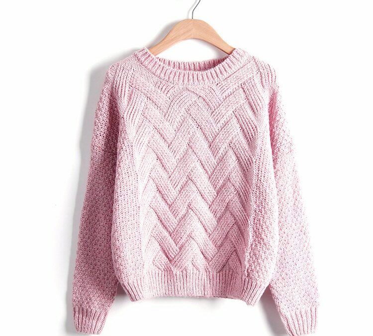 Pink Knitted Pullover Sweater