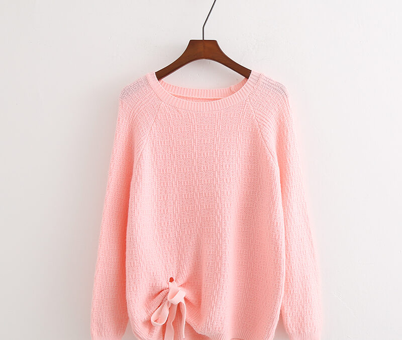 Ribbon Tie Pink Pullover