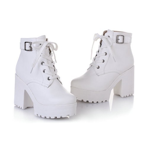 all white platform boots