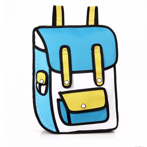 2D Cartoon Backpack Blue