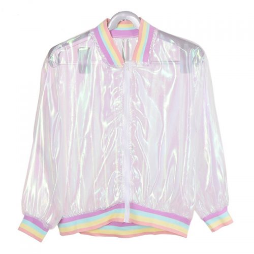 Holographic Transparent Jersey Jacket