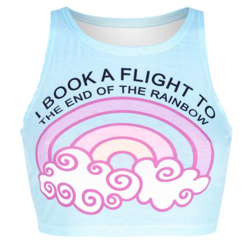 I book a flight to the end of the rainbow crop top