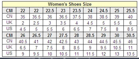 Kawaii Rabbit Platform Shoes size guide