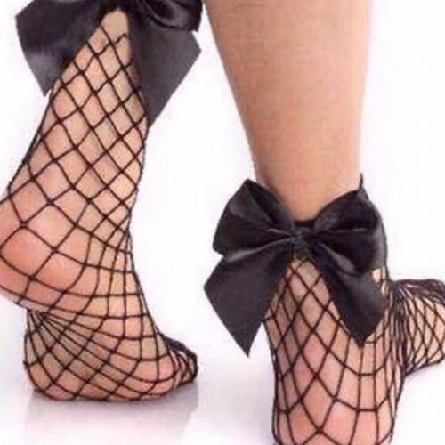 fishnet socks bow