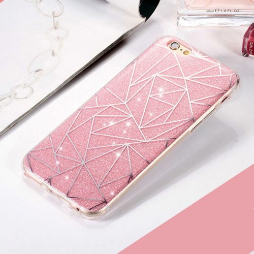 Asymmetric Glitter iPhone Case Pink