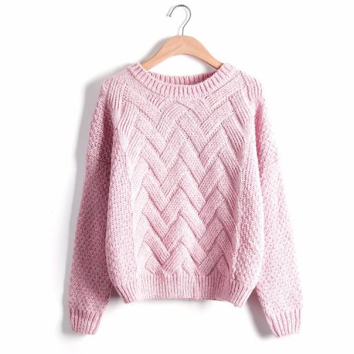 Pink Knitted Pullover Sweater