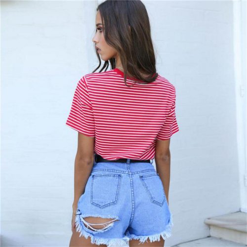 red and white striped shirt