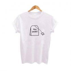 White T-shirt with tea bag print