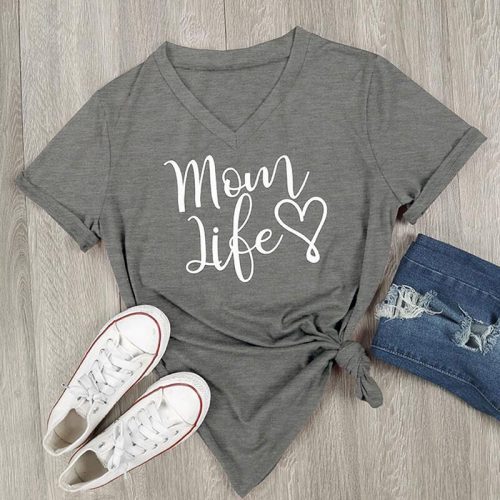 Mom Life Shirt Grey