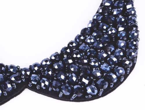 Peter Pan Collar Crystal Beads Necklace Dark Blue
