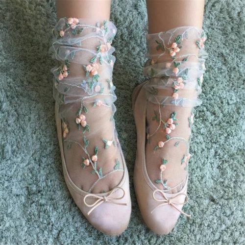 Ruffle Flower Ankle High Socks