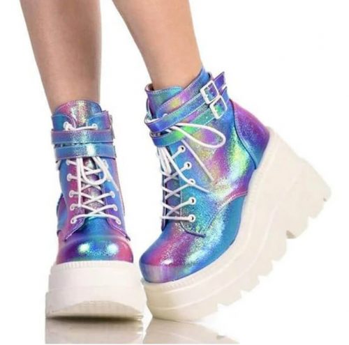 Glitter Multicolor High Platform Boots