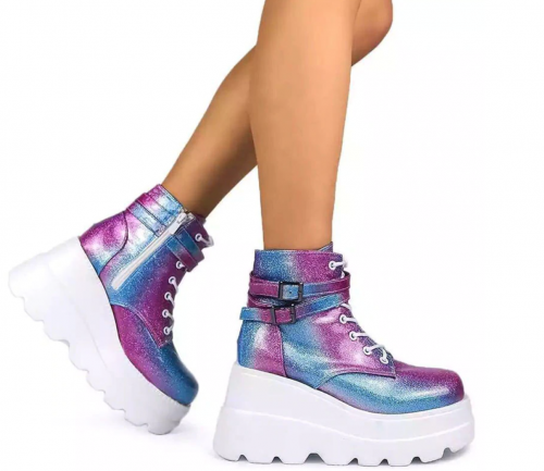Glitter Multicolor High Platform Boots