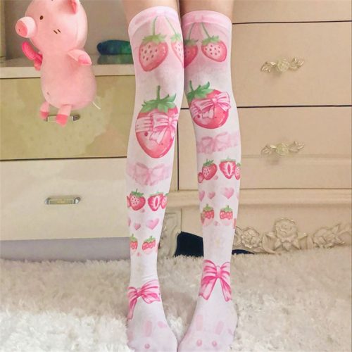 Strawberry Thigh High Stockings